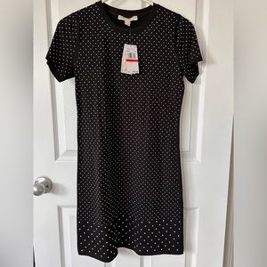 NEW: Michael Kors XS, short sleeve, 100% cotton, black, w/ metal studs on front